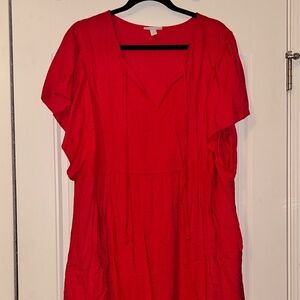 Ruffle Short Sleeve A Line Dress